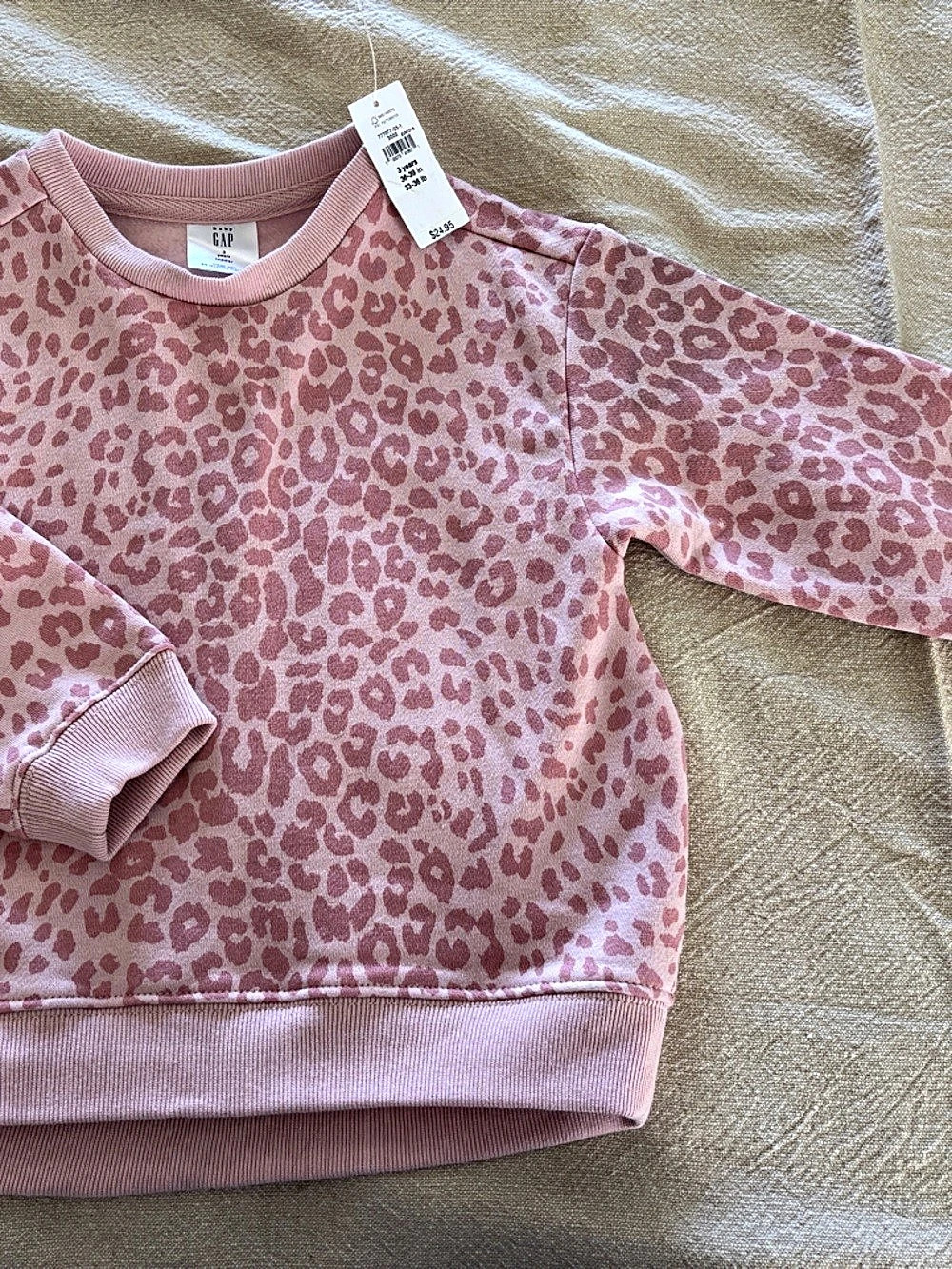 baby GAP Leopard Print Sweatshirt Pink Baby 3T NWT
